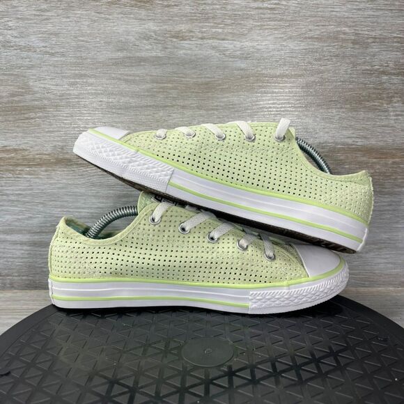 Converse kids All-Star Perforated lime green low-top Sneakers Size 4 - Picture 7 of 9